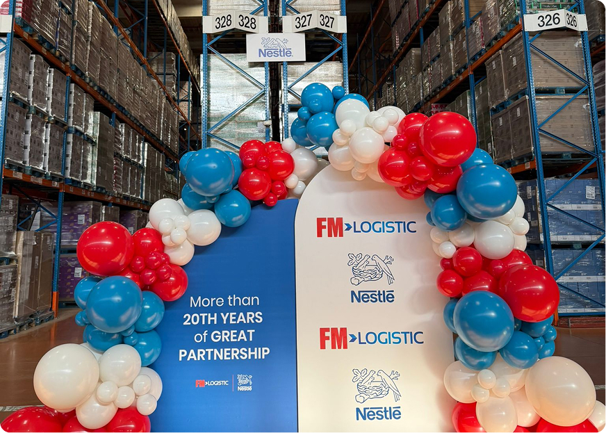 FM Logistic and Nestle celebrating 20 years of partnership.